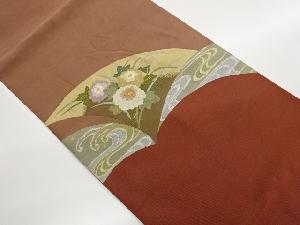 綴れ花葉に流水模様織出し名古屋帯